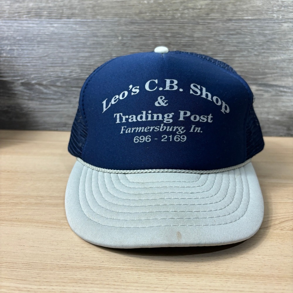 Vintage Indiana Hat Cap Snap Back Trucker Farmersburg Leos CB Shop‎ Trading Post